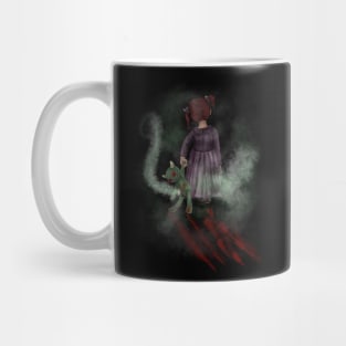 creepy kid with a creepy doll Mug